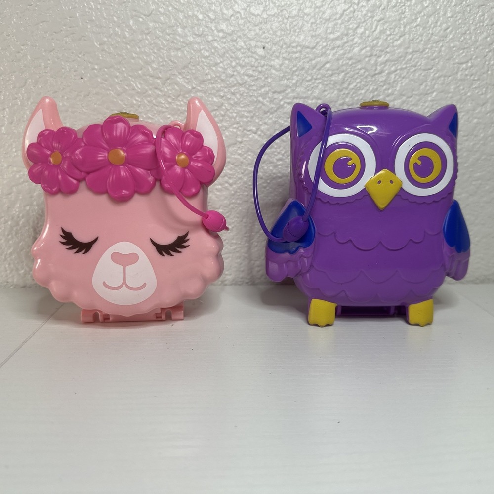 Lot of 2 Polly Pocket Playsets Llama Music Party and Owl Owlnite Campsite* READ
